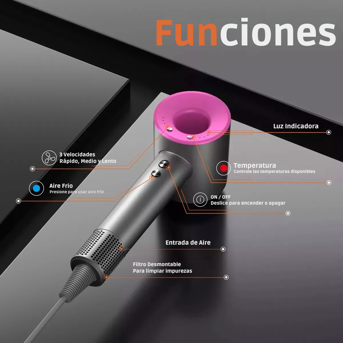 Secador Luméa™ Supersonic Edition 5 en 1 - Rosa